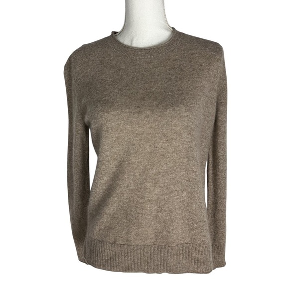 Rachel Zoe 2-Ply Sweater Women Size S Oatmeal Tan Cashmere Round Neck Pullover - Picture 1 of 7